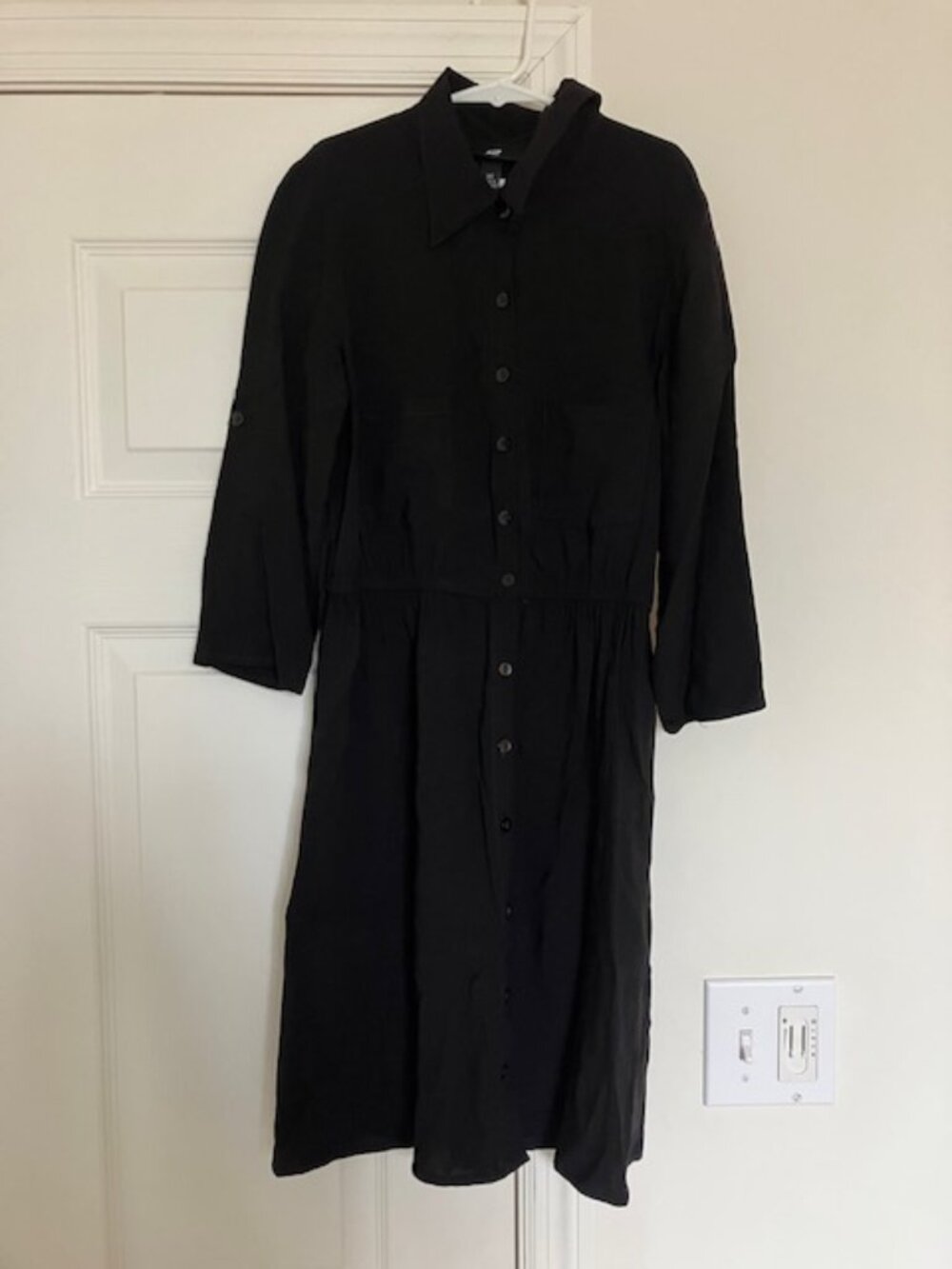 IZ Byer Black Button Mini Shirt Dress | Cinched Waist | Belt Loops | Pockets